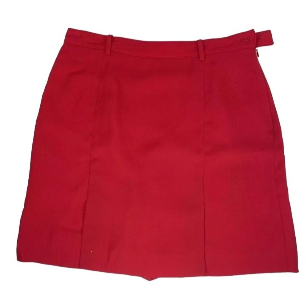 VTG Astra Womens 12 Classic Red Microfiber A-Line Flap Front Side Zip Skort